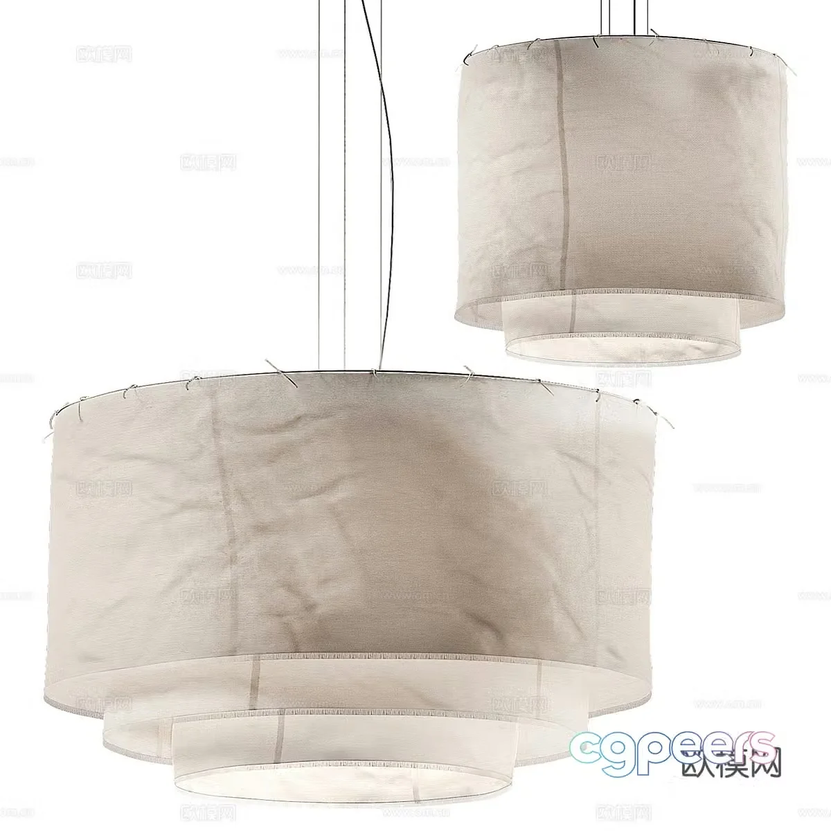 New Chinese style Wasabi linen chandelier 3D model