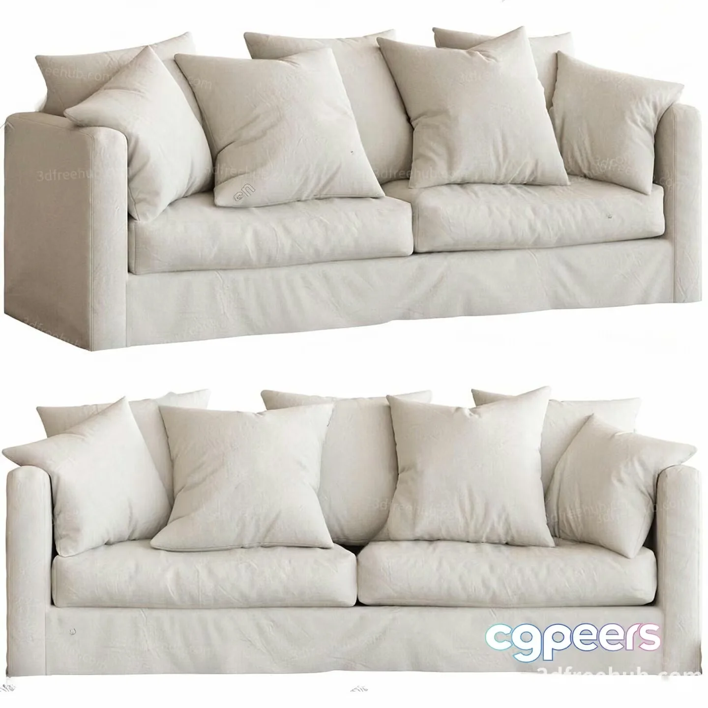 White Couch 3D Model – 22612 – VRAY Render