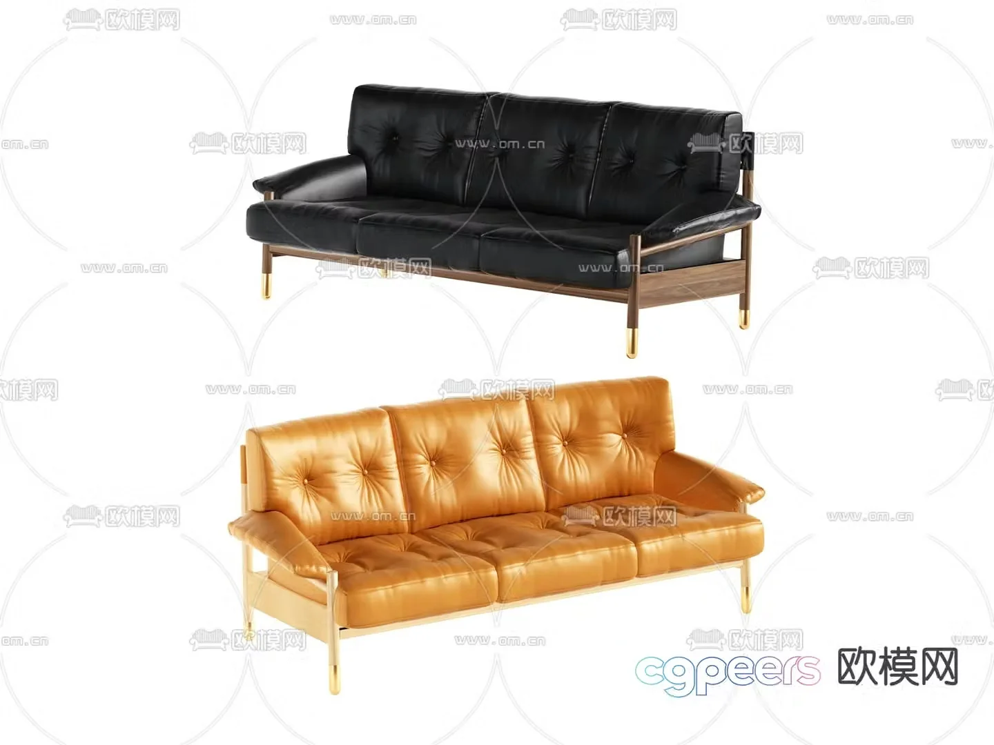 Three-person sofa 3d model