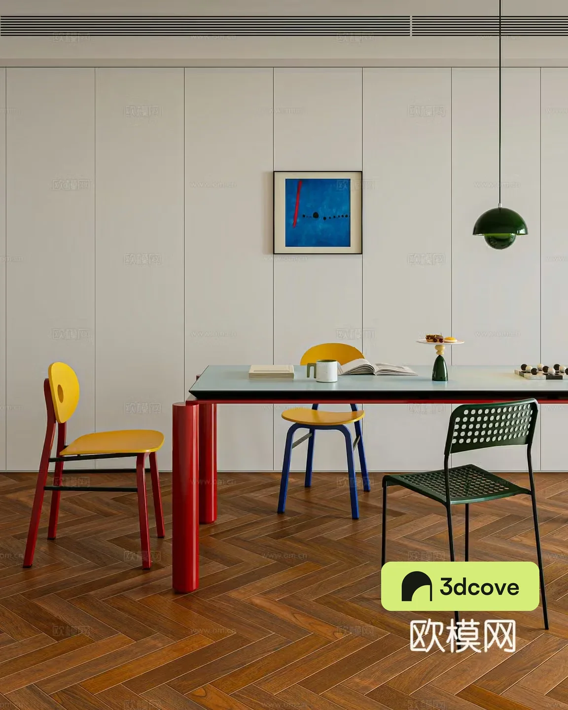 Memphis dining table and chairs