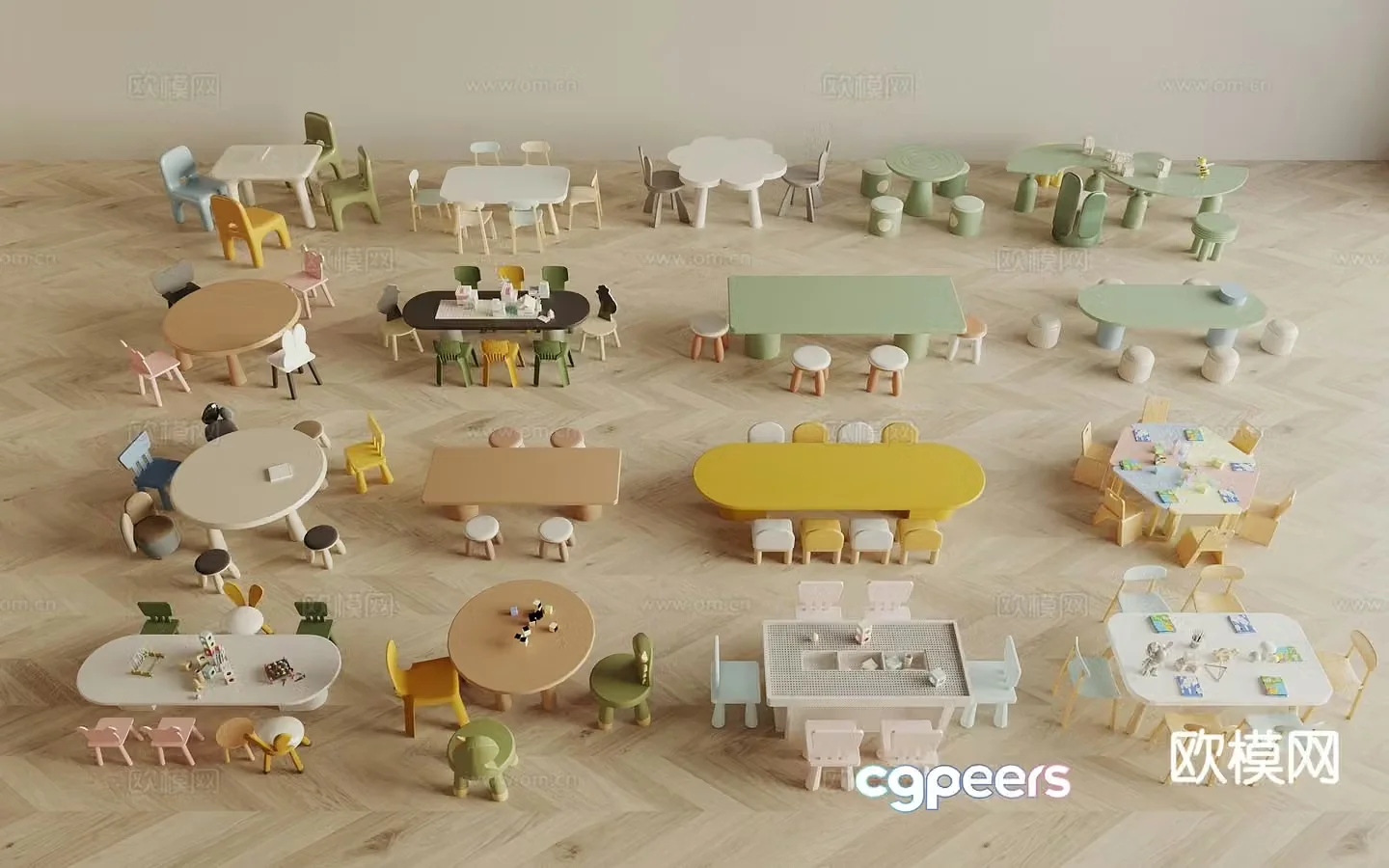 Children’s tables and chairs game tables and chairs 3d model