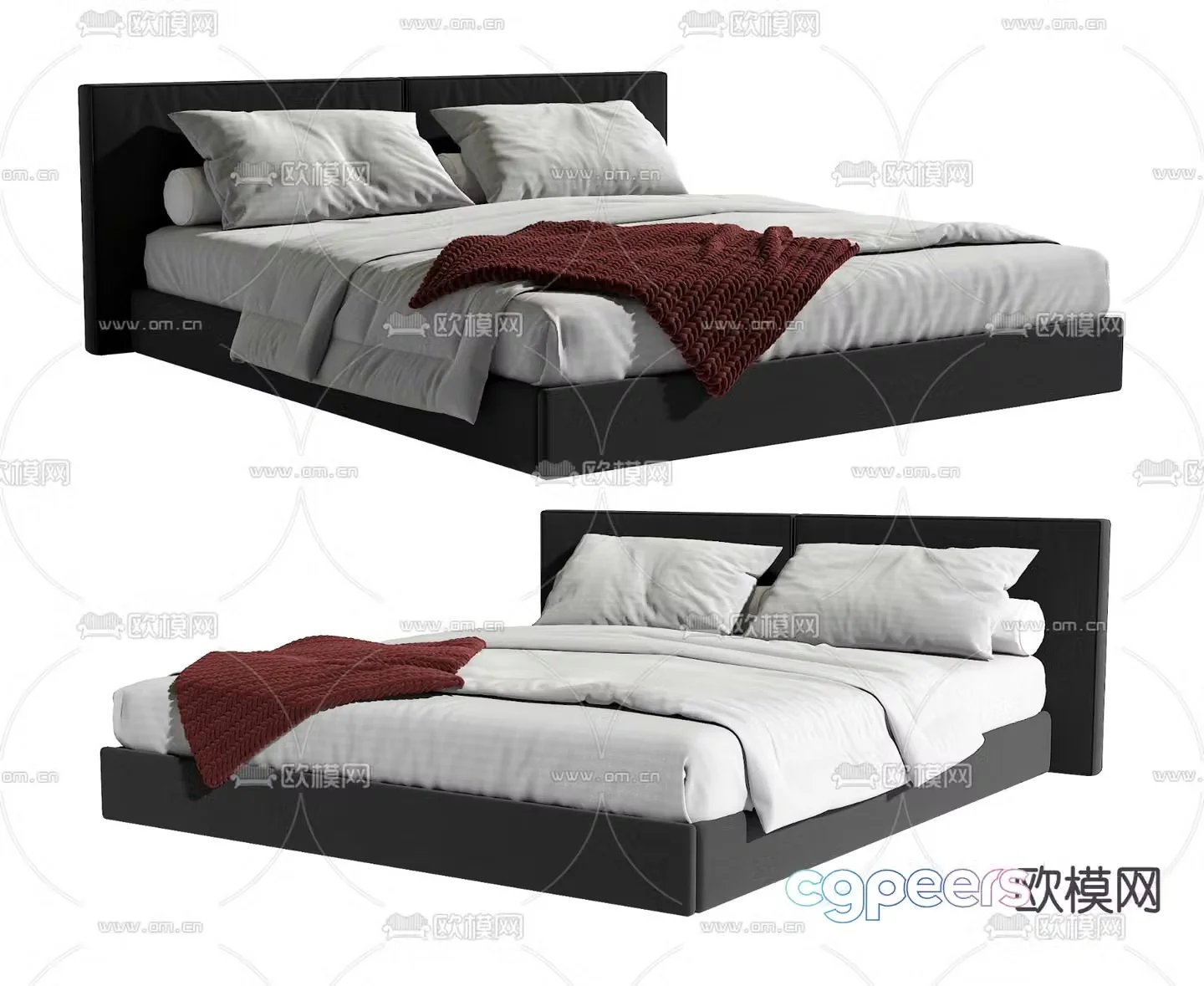 Modern double bed 3d model