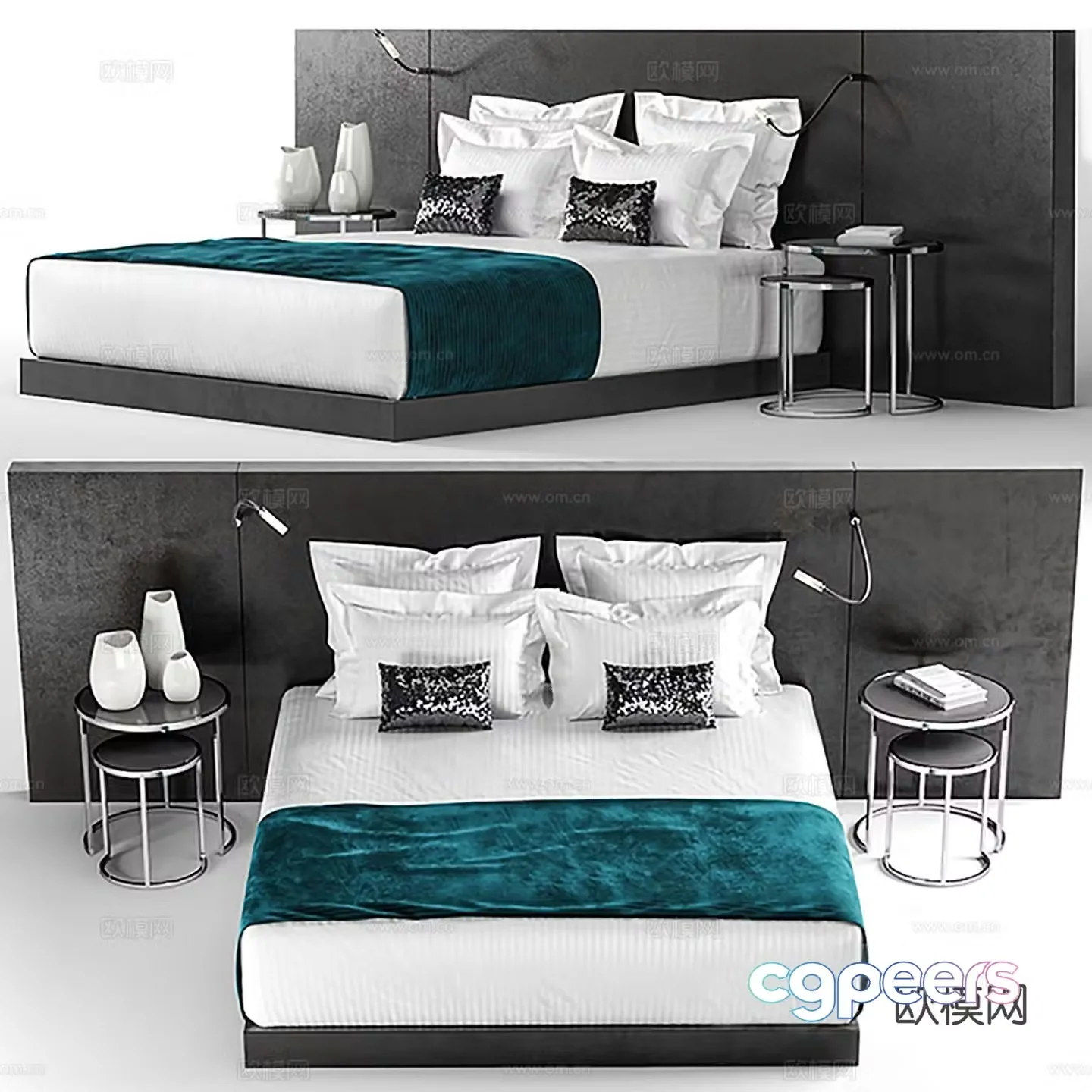 Modern double bed 3d model