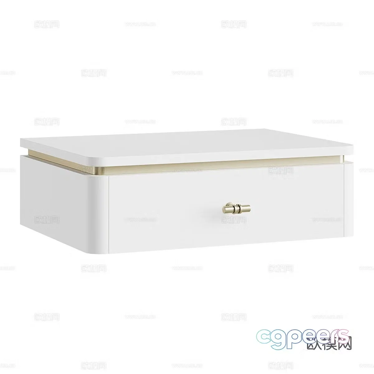 Creamy wind bedside table milky white bedside table square bedside table hanging bedside table children’s bedside 3D model