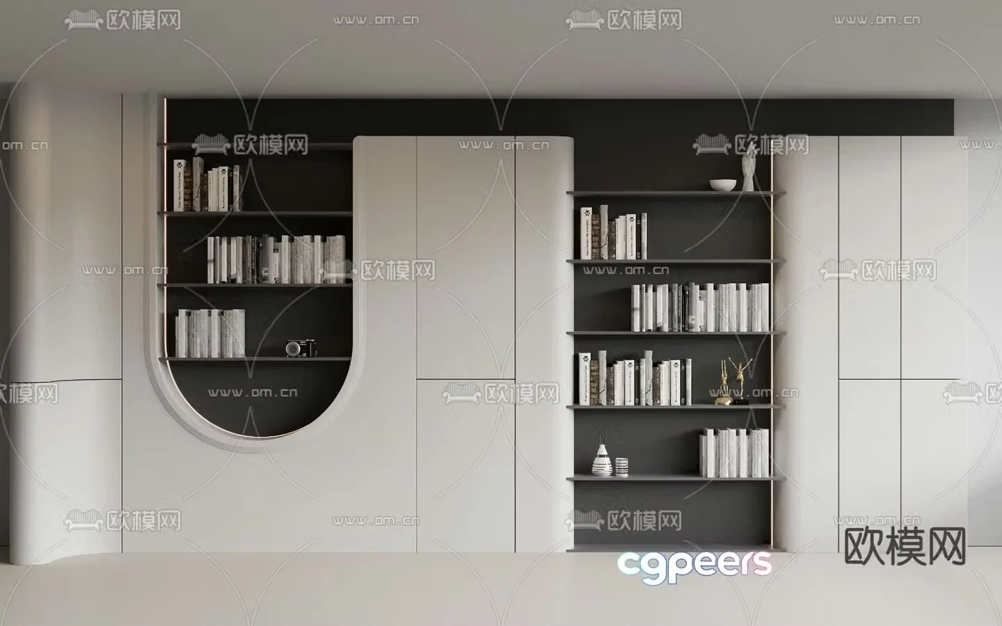 Solid wood bookcase decorative cabinet 3d model