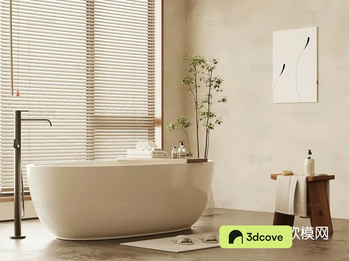 Middle-aged bathtub Bathroom small pieces 3D model