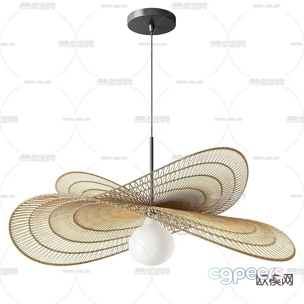 Wabi-sabi chandelier rattan chandelier 3d model