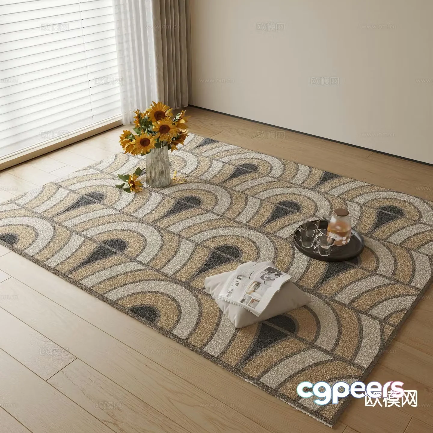 Modern geometric pattern carpet 3d model