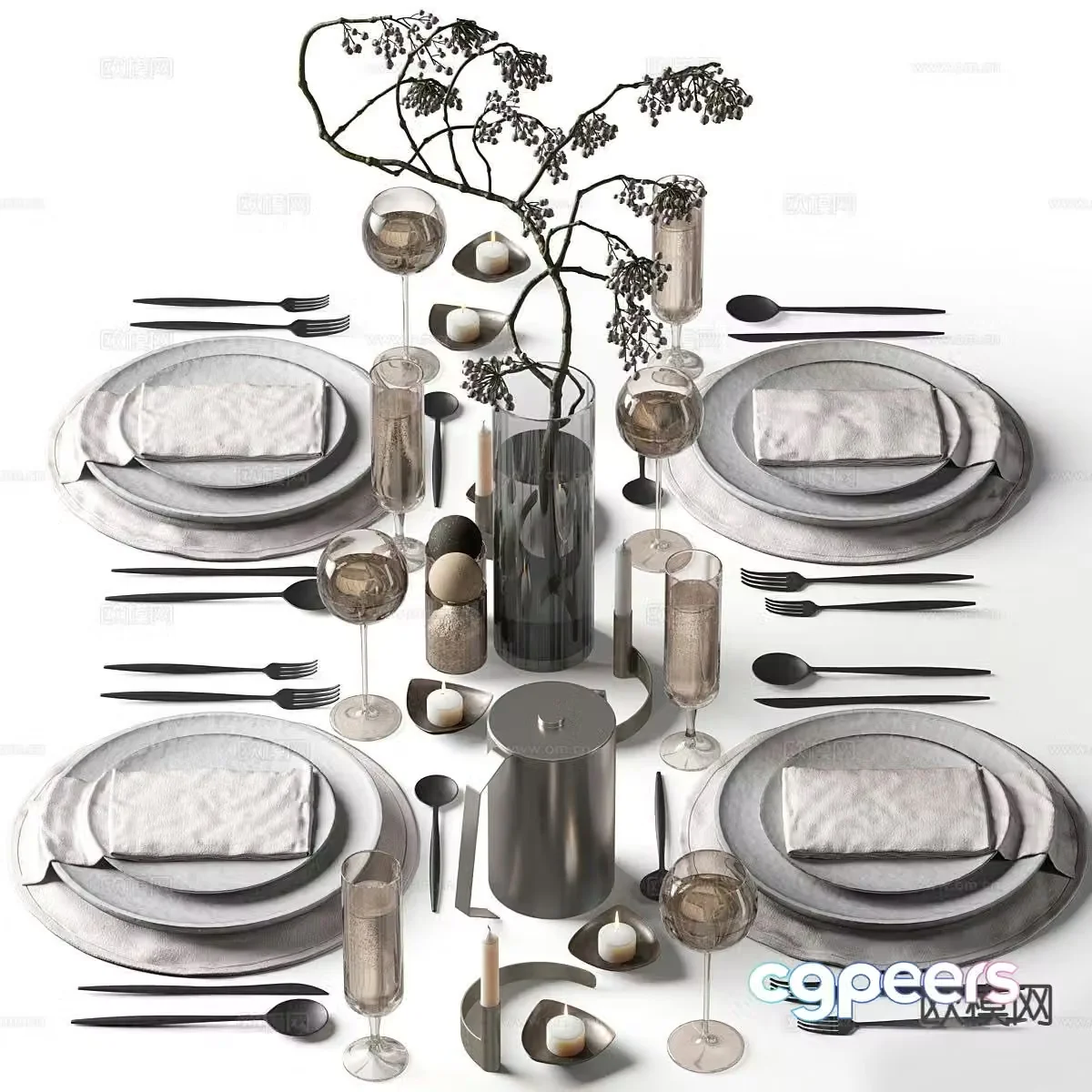 Modern tableware dishes 3d model