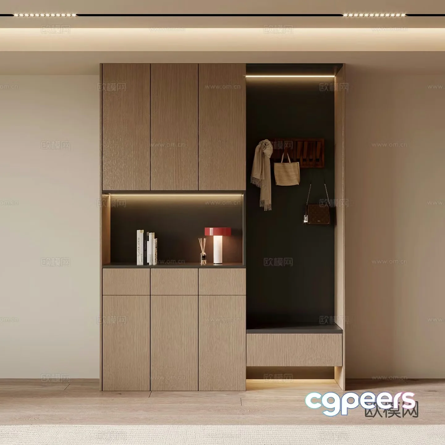 Italian style entrance shoe cabinet 3D model