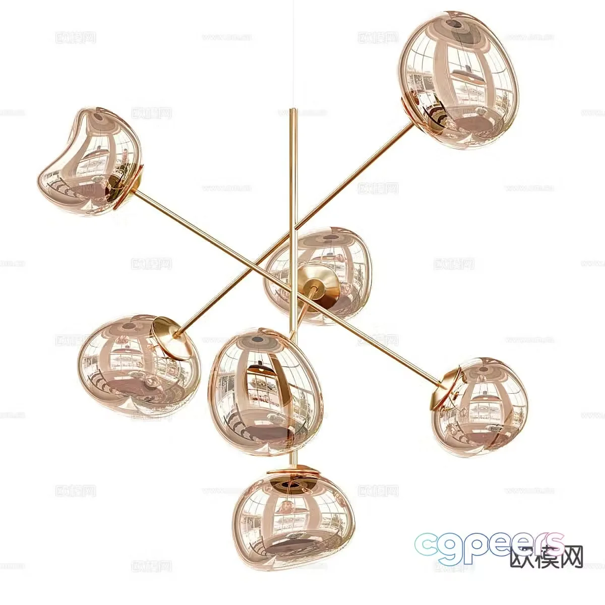Light luxury glass chandelier 3d model