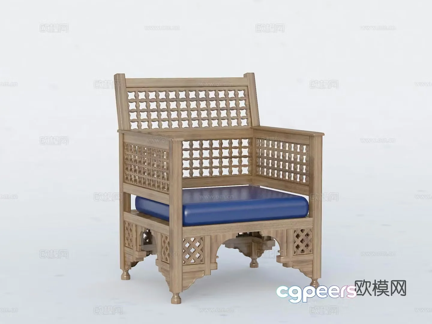 Solid wood chair leisure chair 3d model