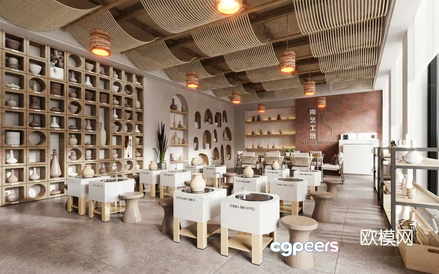 Wabi Sabi Pottery Workshop Handmade Pottery Hall 3D model
