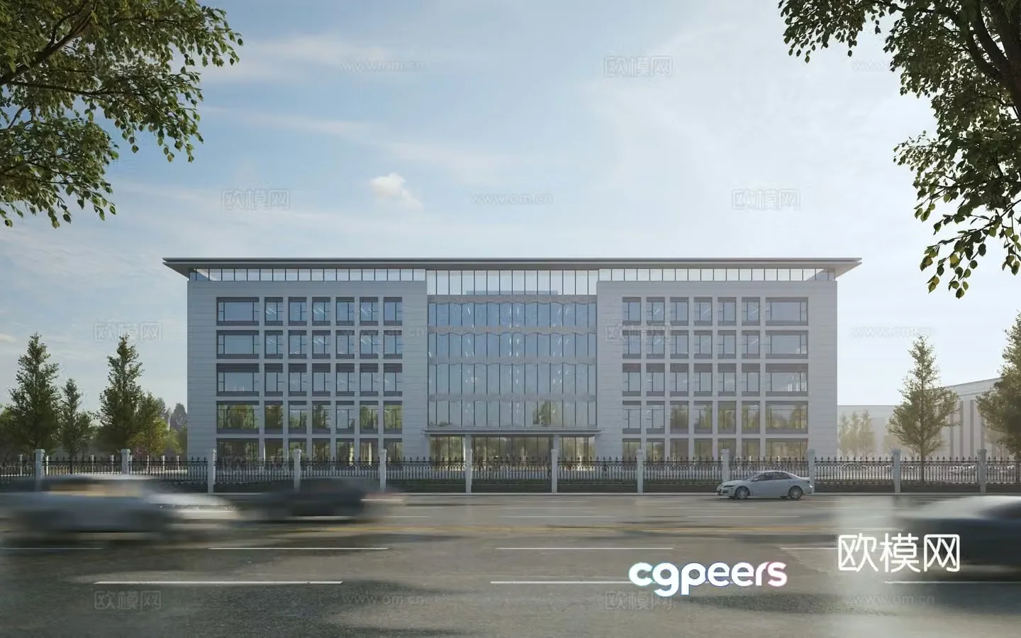 Factory office building exterior 3D model