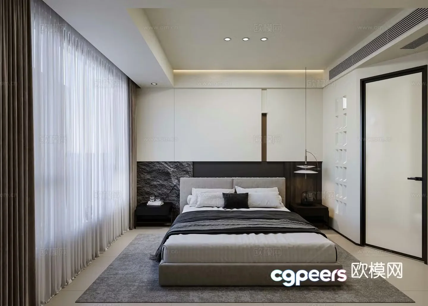 Modern minimalist bedroom second bedroom 3D model