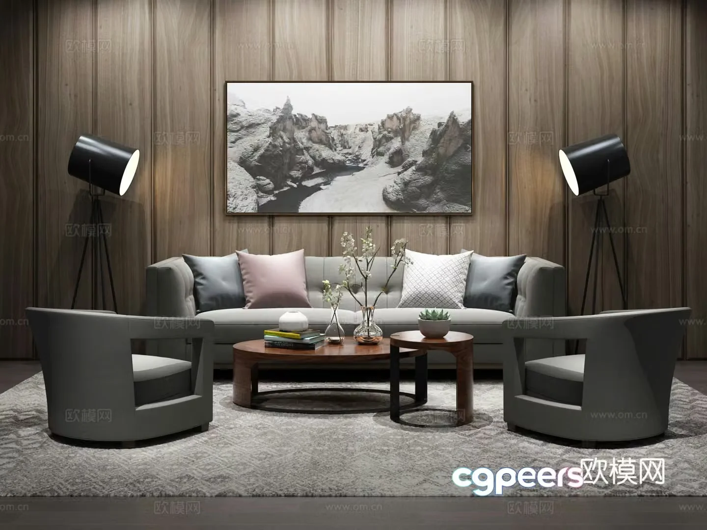 Nordic combination sofa 3d model