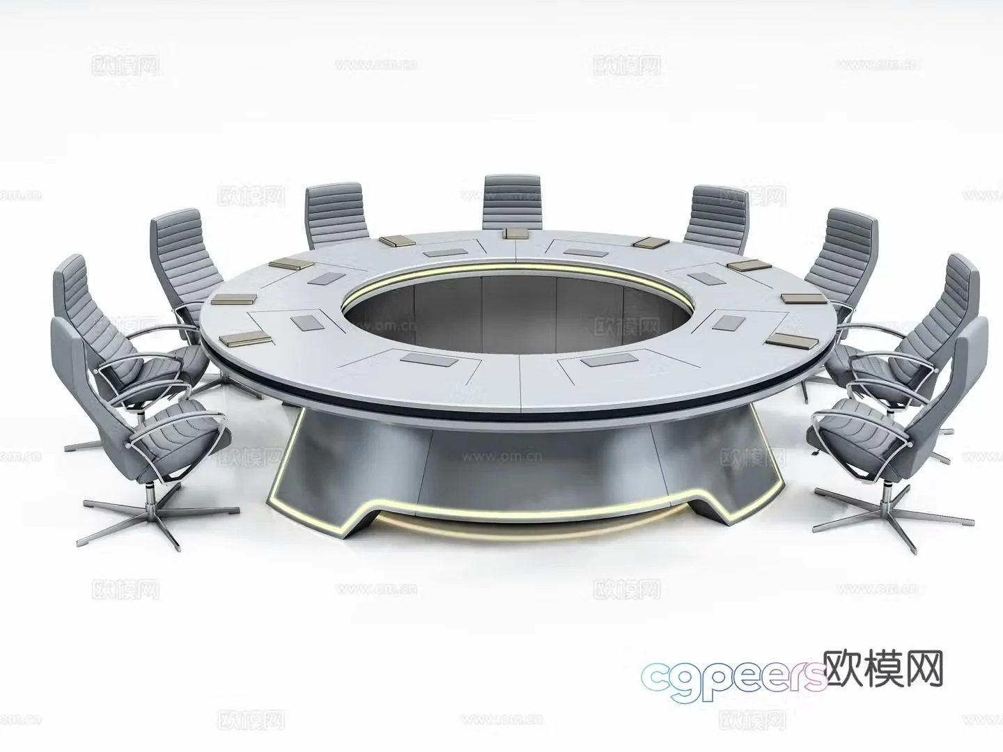 Modern circular conference table 3d model