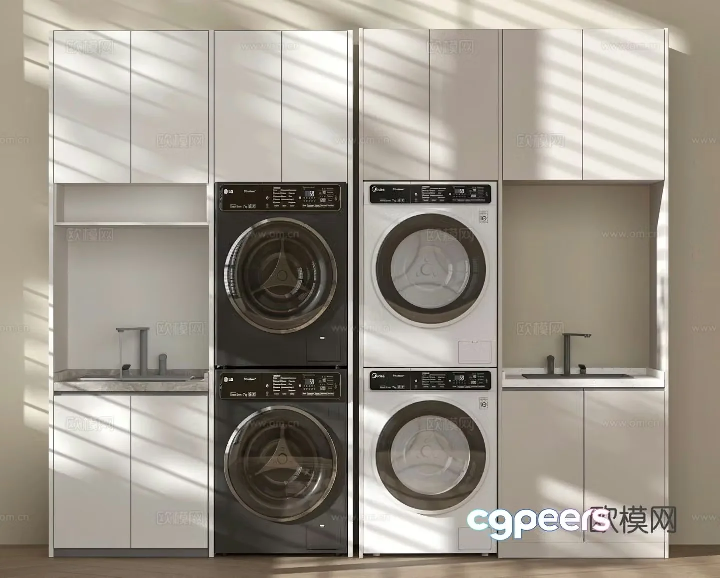 Modern balcony cabinet washing machine cabinet 3d model