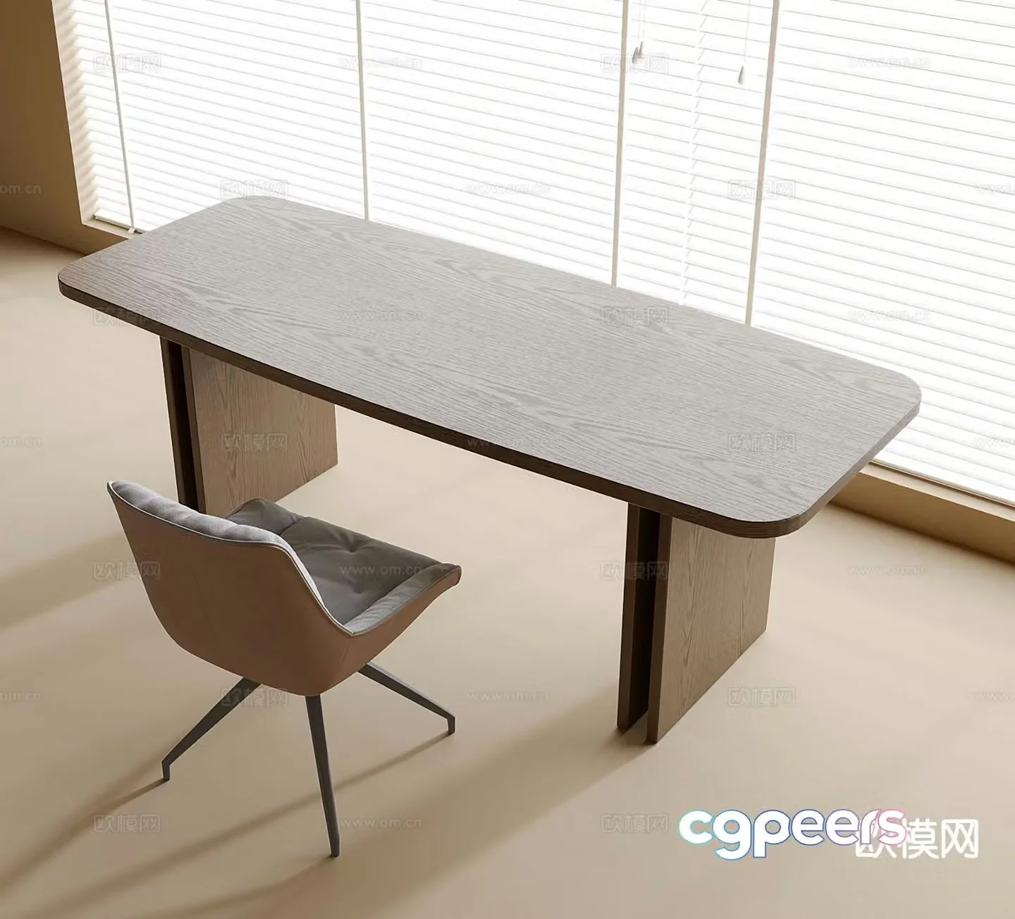 Modern desk chair single chair desk 3d model
