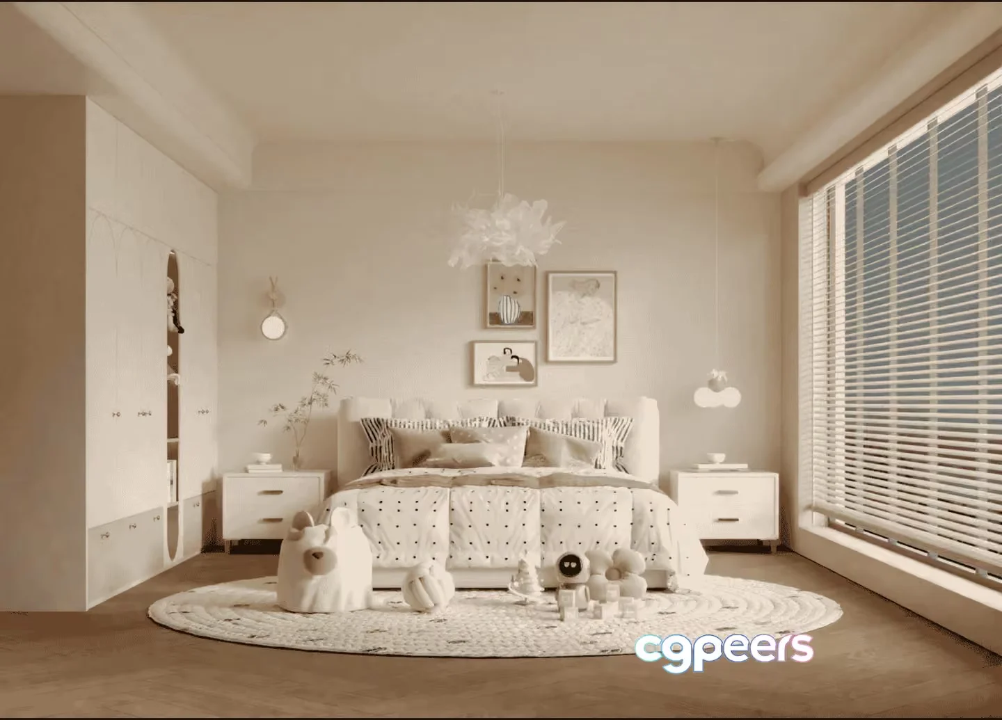 Cozy White Bedroom 3D Model – 9863 – VRAY Render