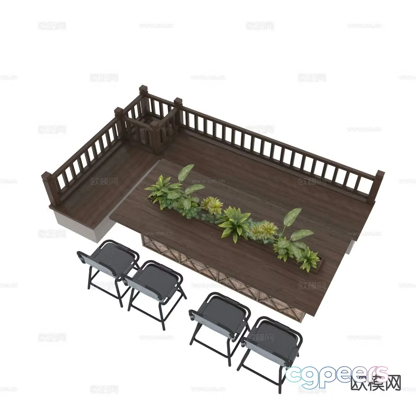 Southeast Asian outdoor tables and chairs card seat sofa 3D model