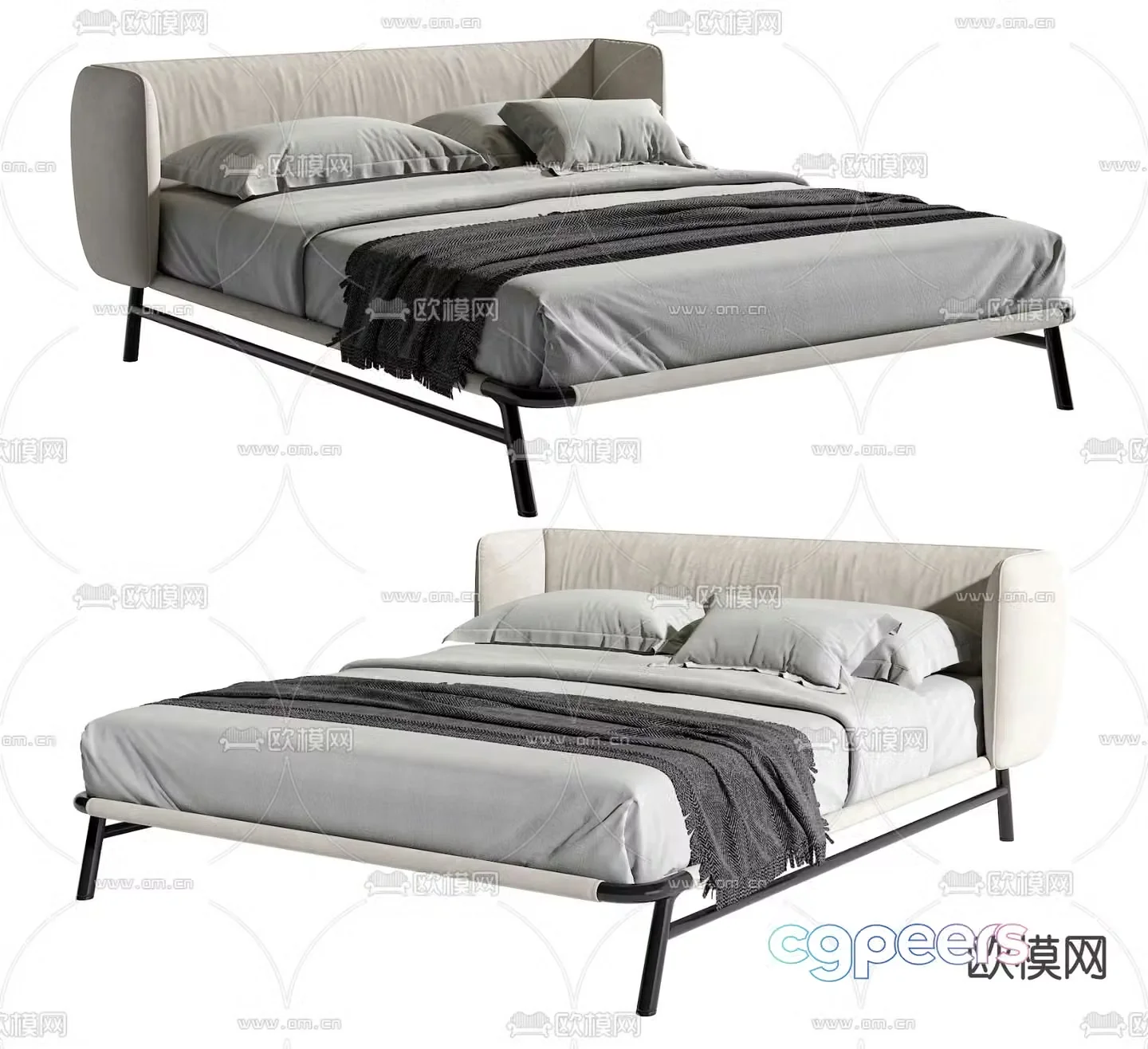 Modern double bed 3d model