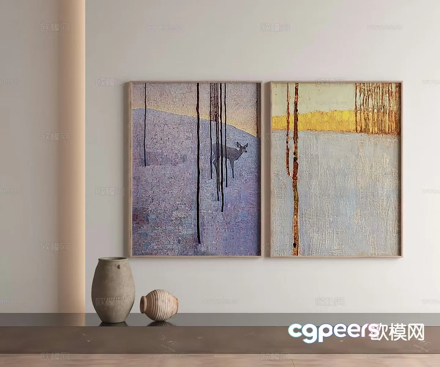 Modern decorative painting abstract painting 3d model