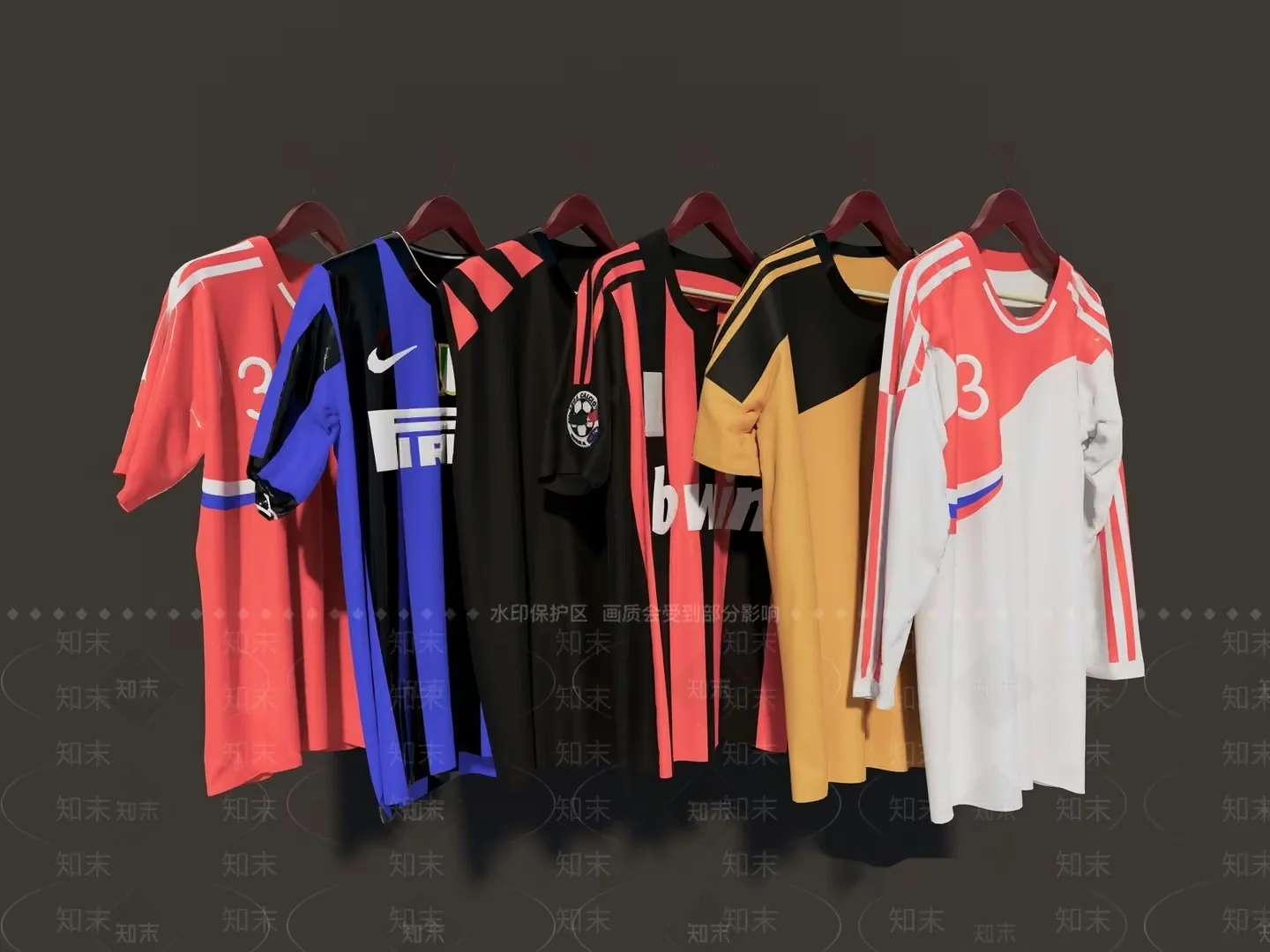 A Collection Of Soccer Jerseys 3D Model – 6507 – VRAY Render