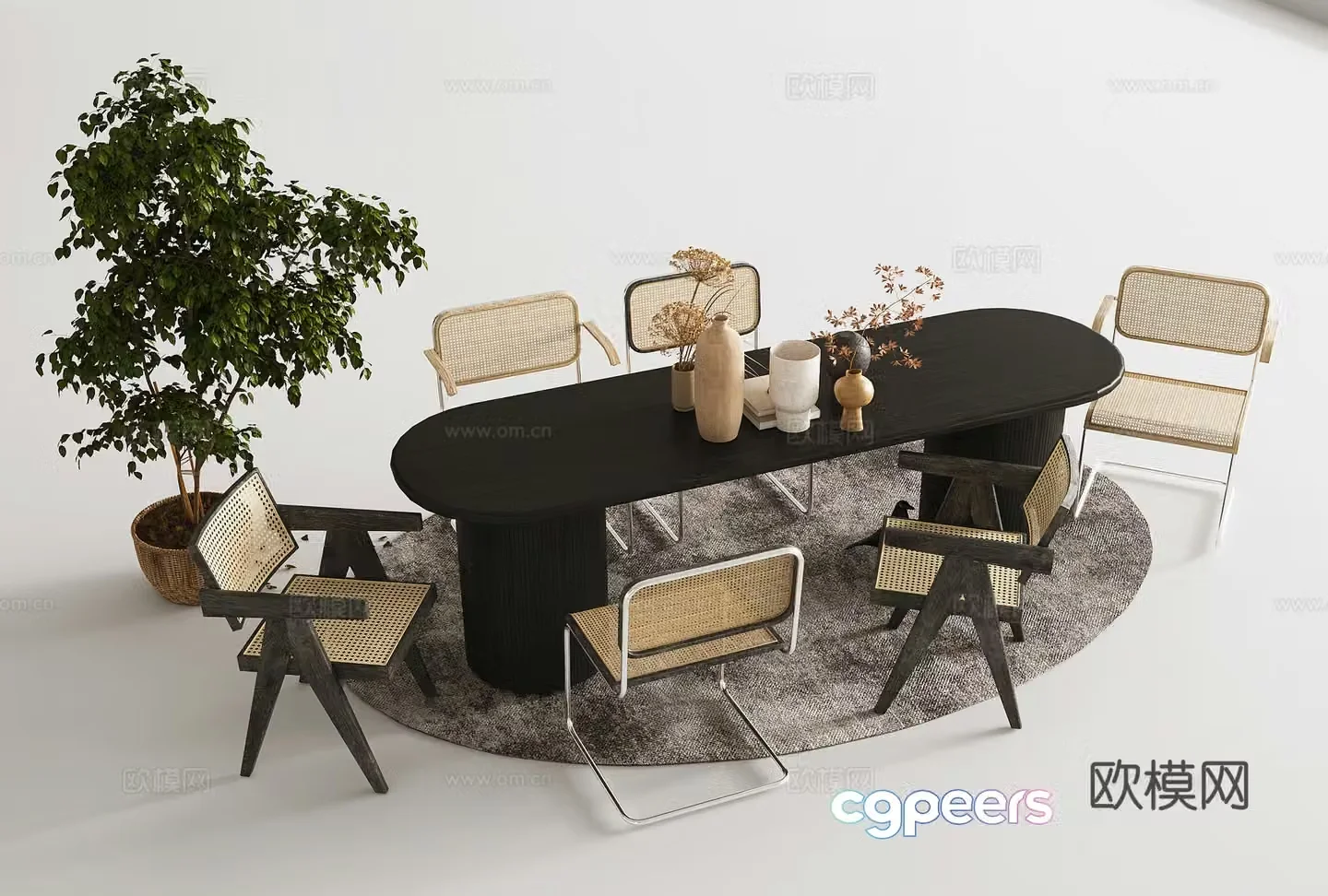 Wasabi Wind Dining Table and Chair 3D Model