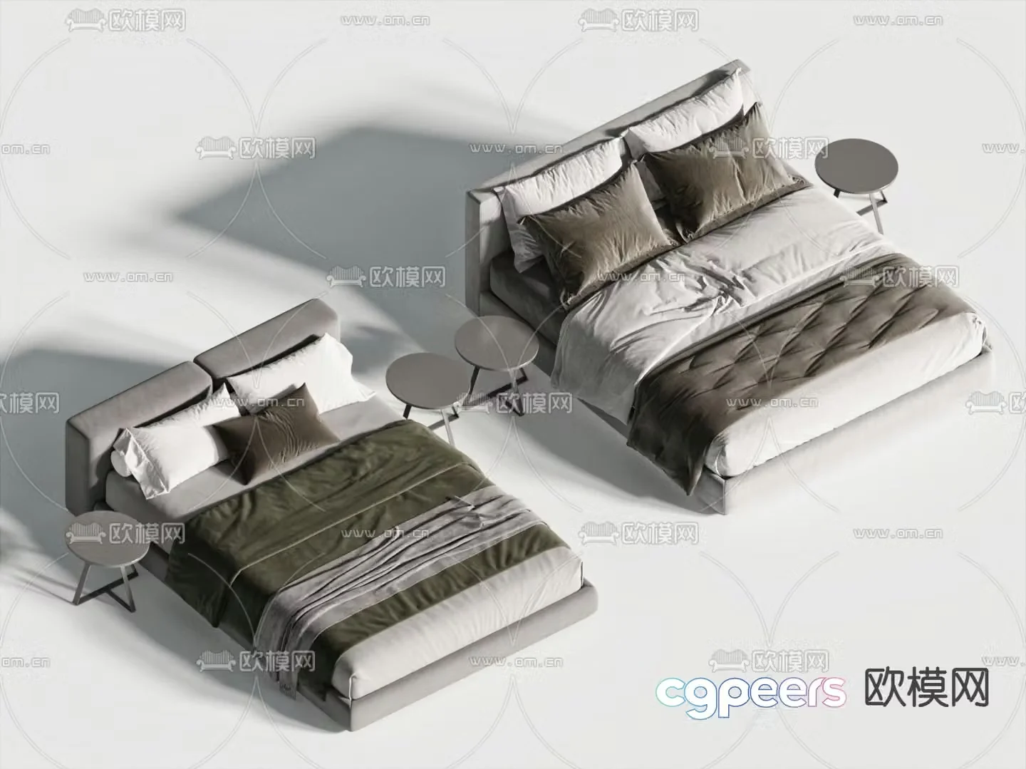 Modern double bed 3d model