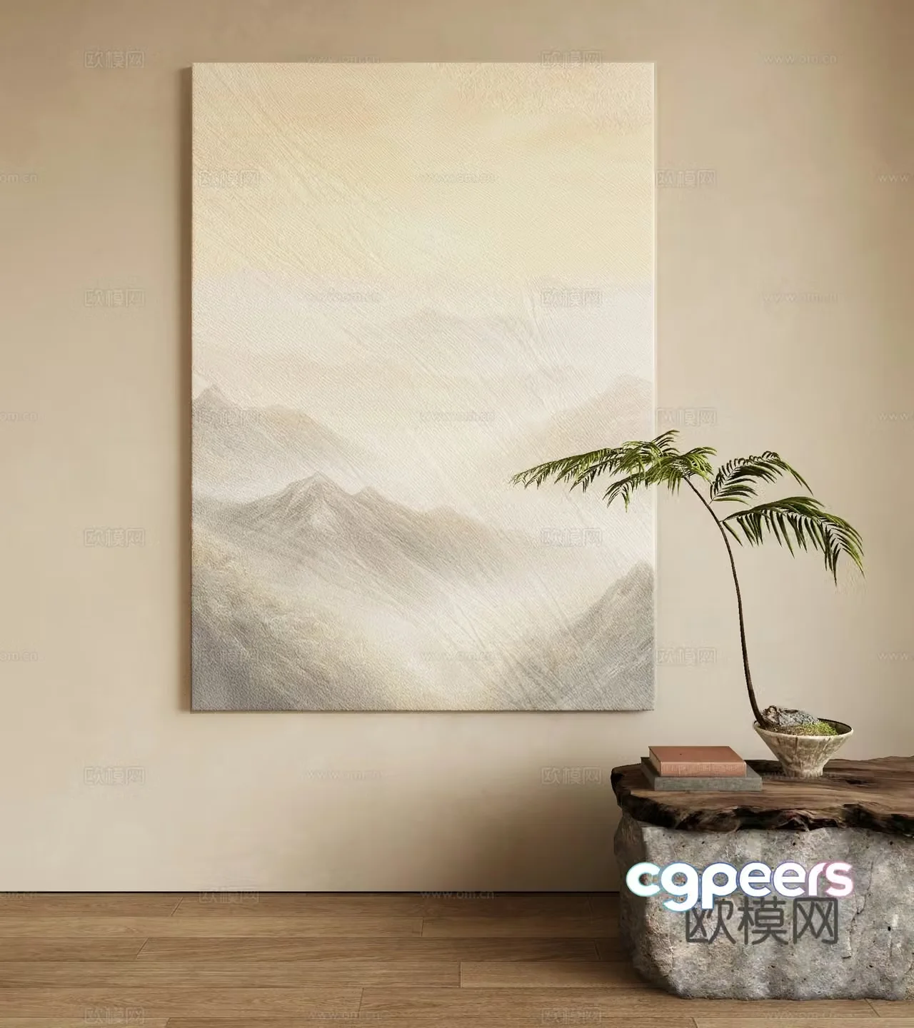 Modern decorative painting abstract painting 3d model