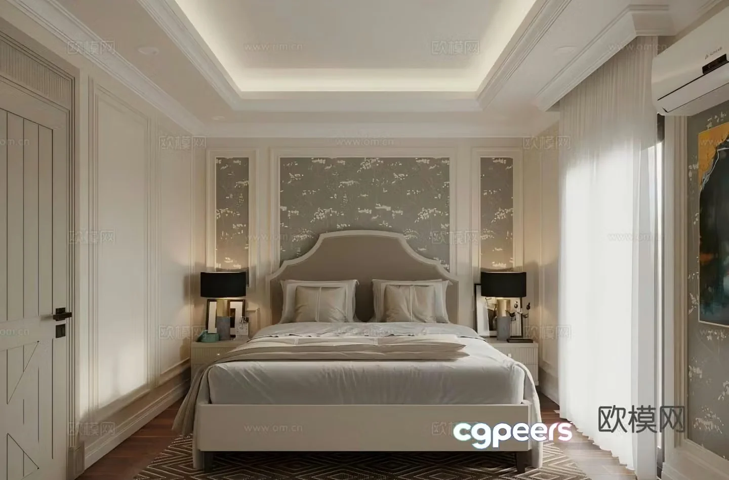 European style bedroom simple European master bedroom villa master bedroom simple European art double bed 3D model
