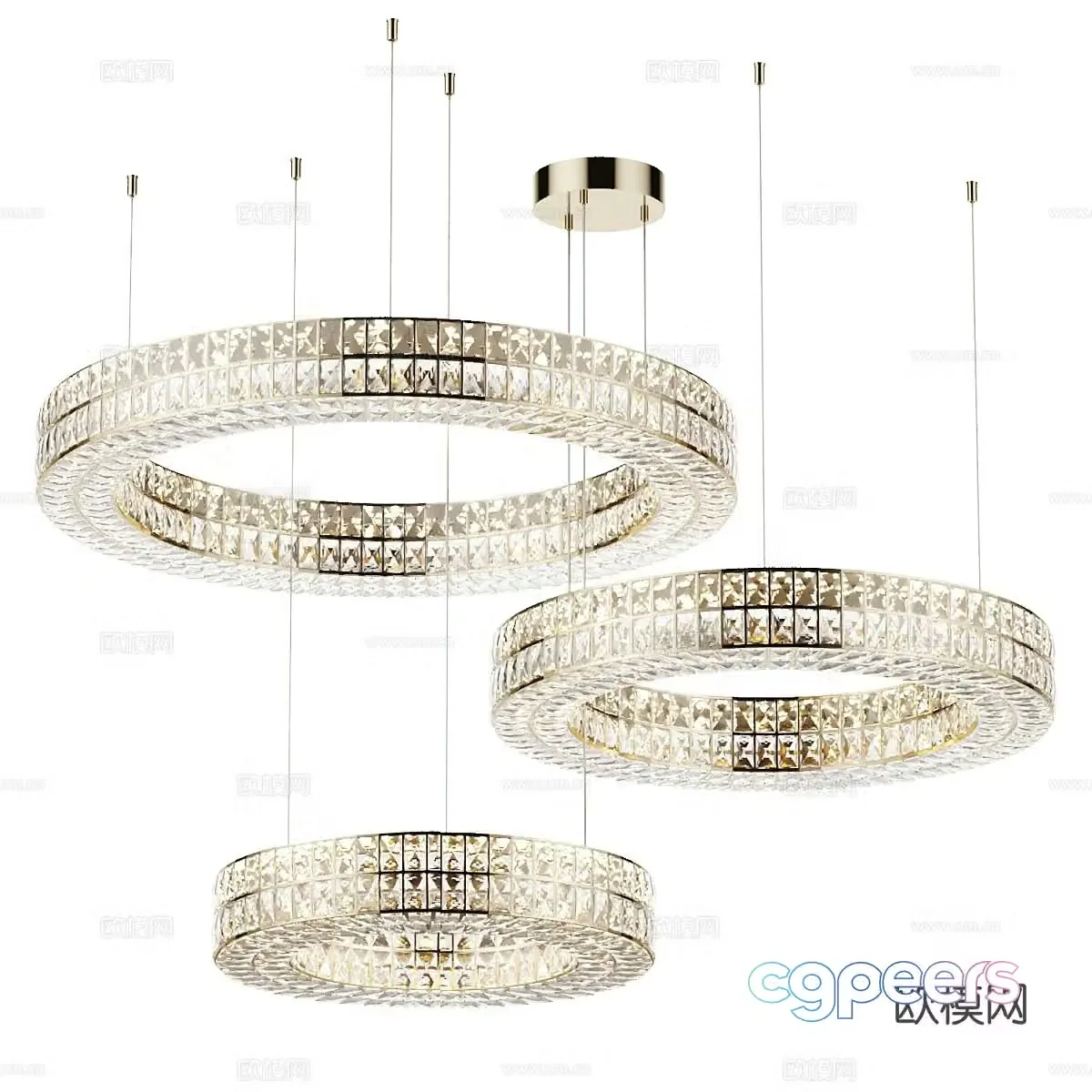 Light luxury ring chandelier 3D model
