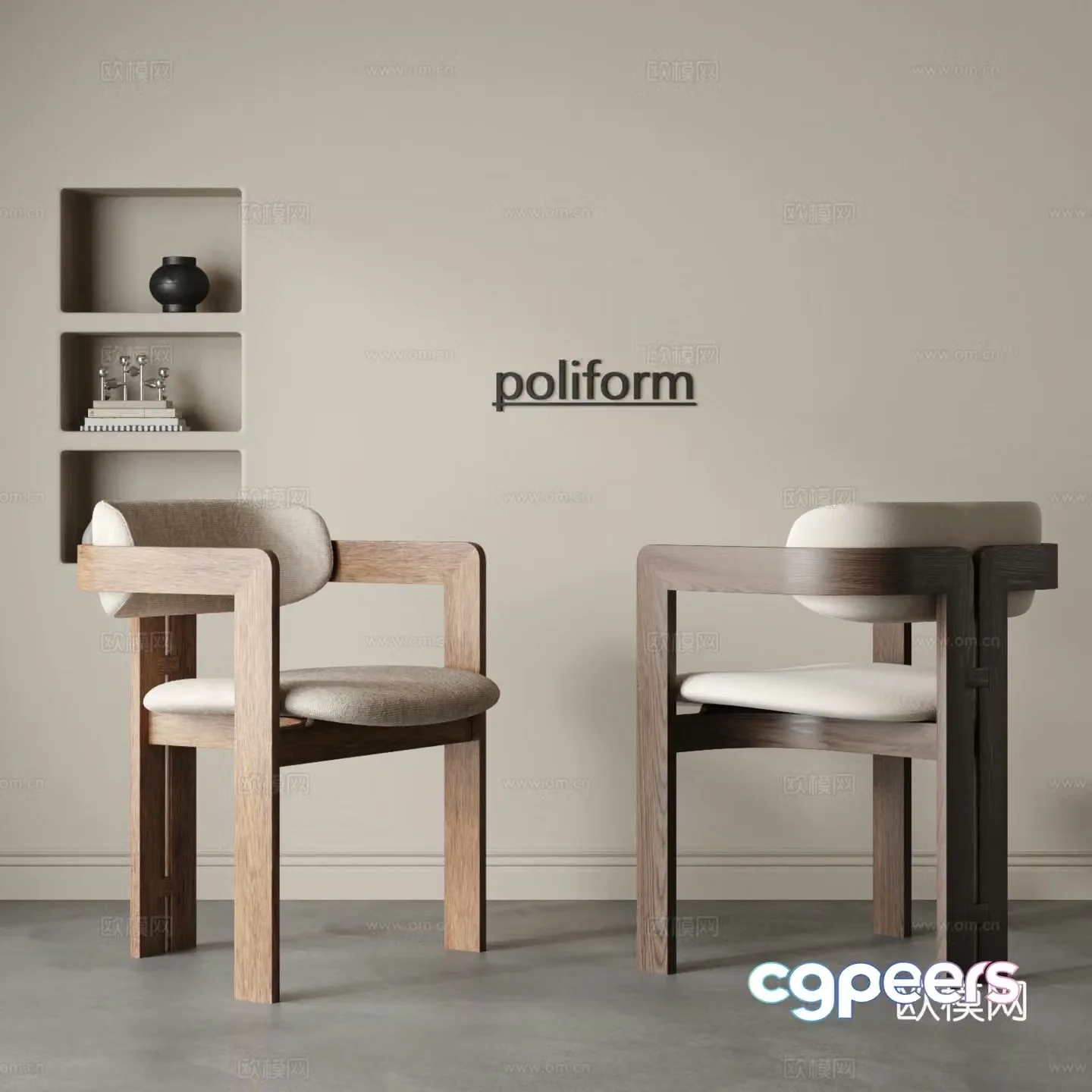 Modern single chair combination medieval dining chair wooden chair writing chair armchair leisure chair 3d model
