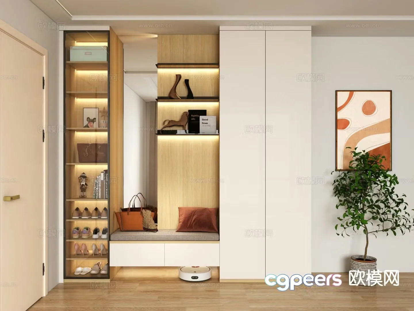 Modern entrance shoe cabinet 3d model