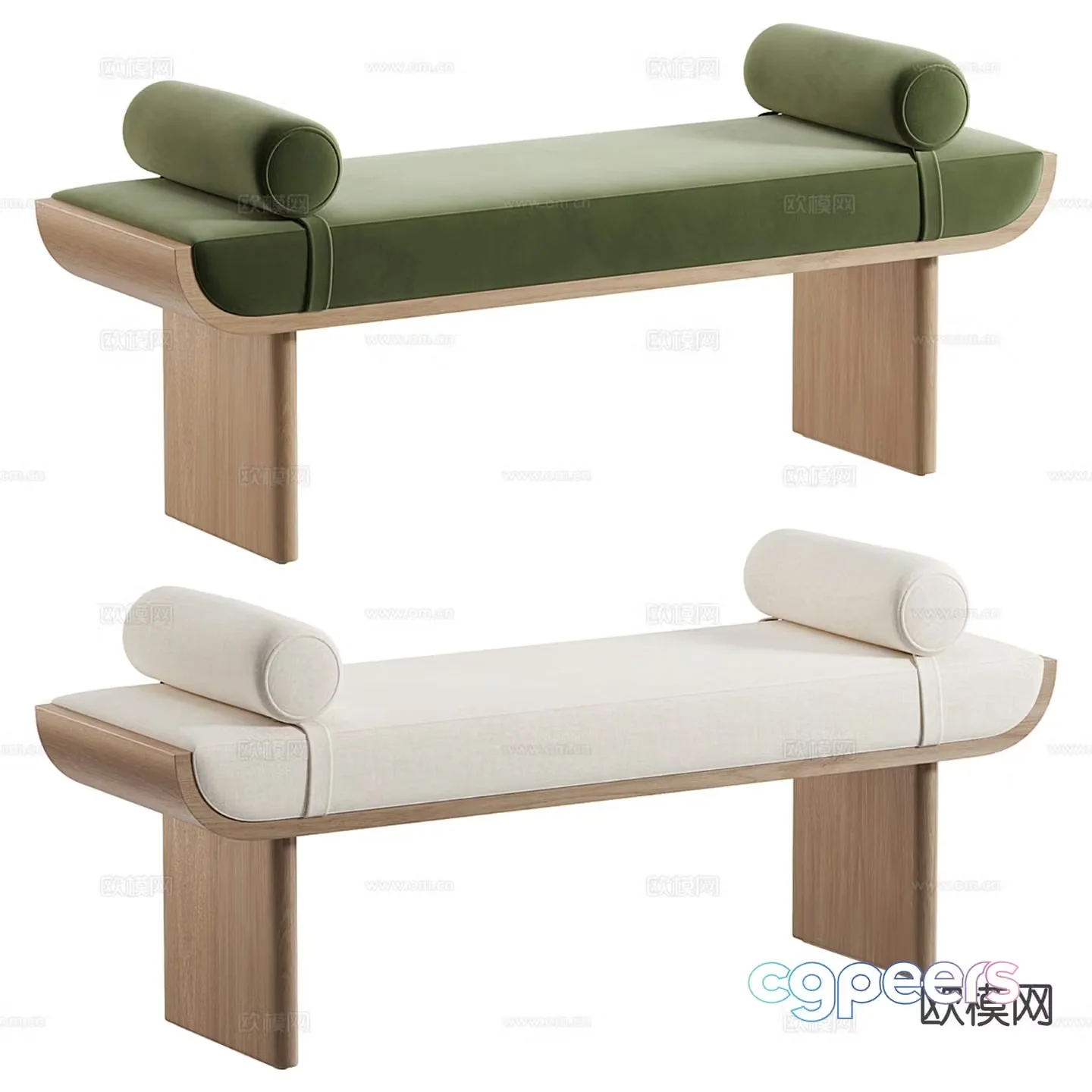Medieval style footrest bedside stool 3d model