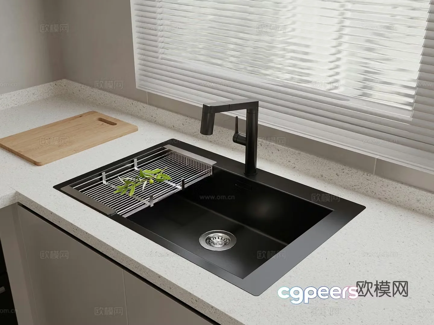 Sink Modern waterfall sink Vegetable sink Large single tank Under counter basin 3D model