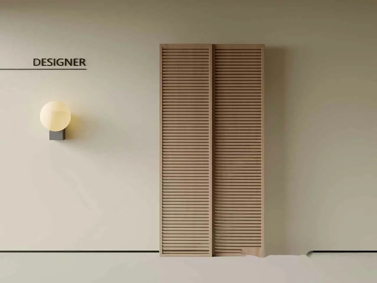 A Wall With A Light Fixture And A Shutter 3D Model – 22657 – VRAY Render