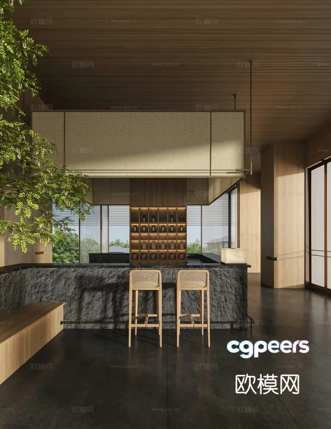 Modern water bar area coffee water bar 3D model