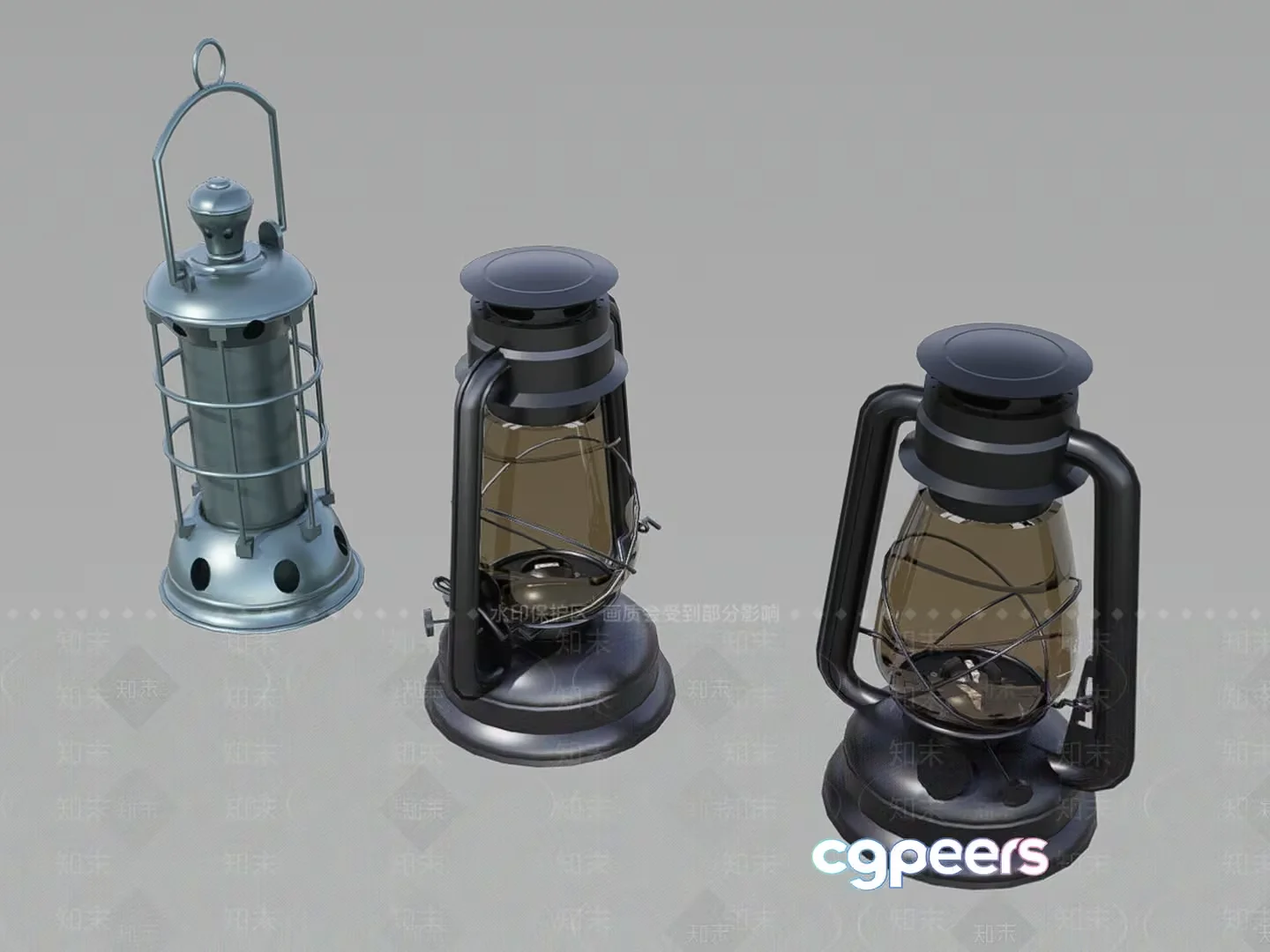 A Metal Lantern With A Handle And A Glass Container 3D Model – 22159 – VRAY Render