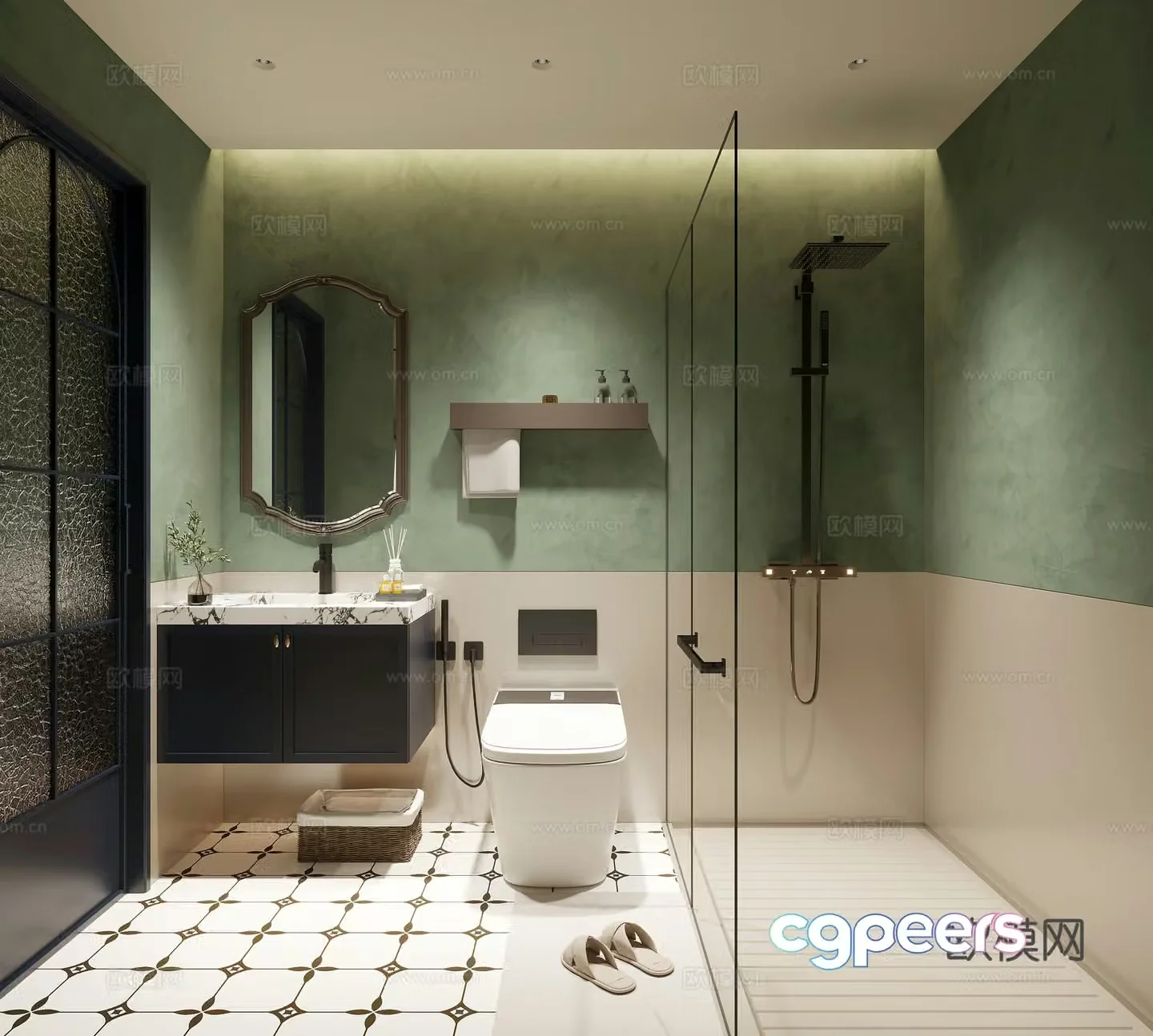 French retro bathroom 3d model