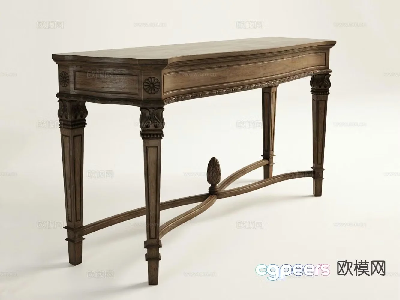 American style end view table 3D model