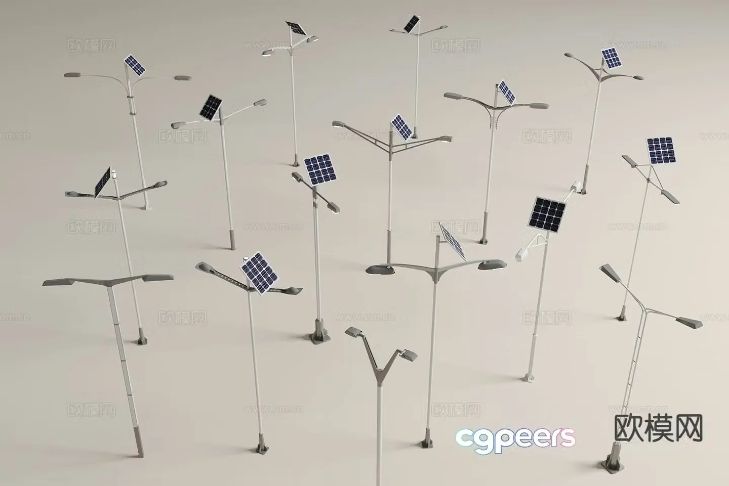 Modern solar street light outdoor light solar garden light 3d model