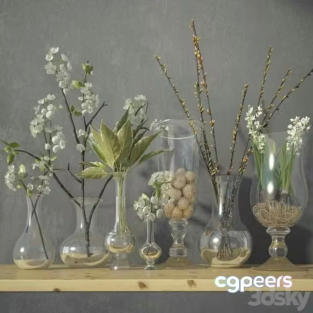 3ds Max Free – Decorative set with flowers