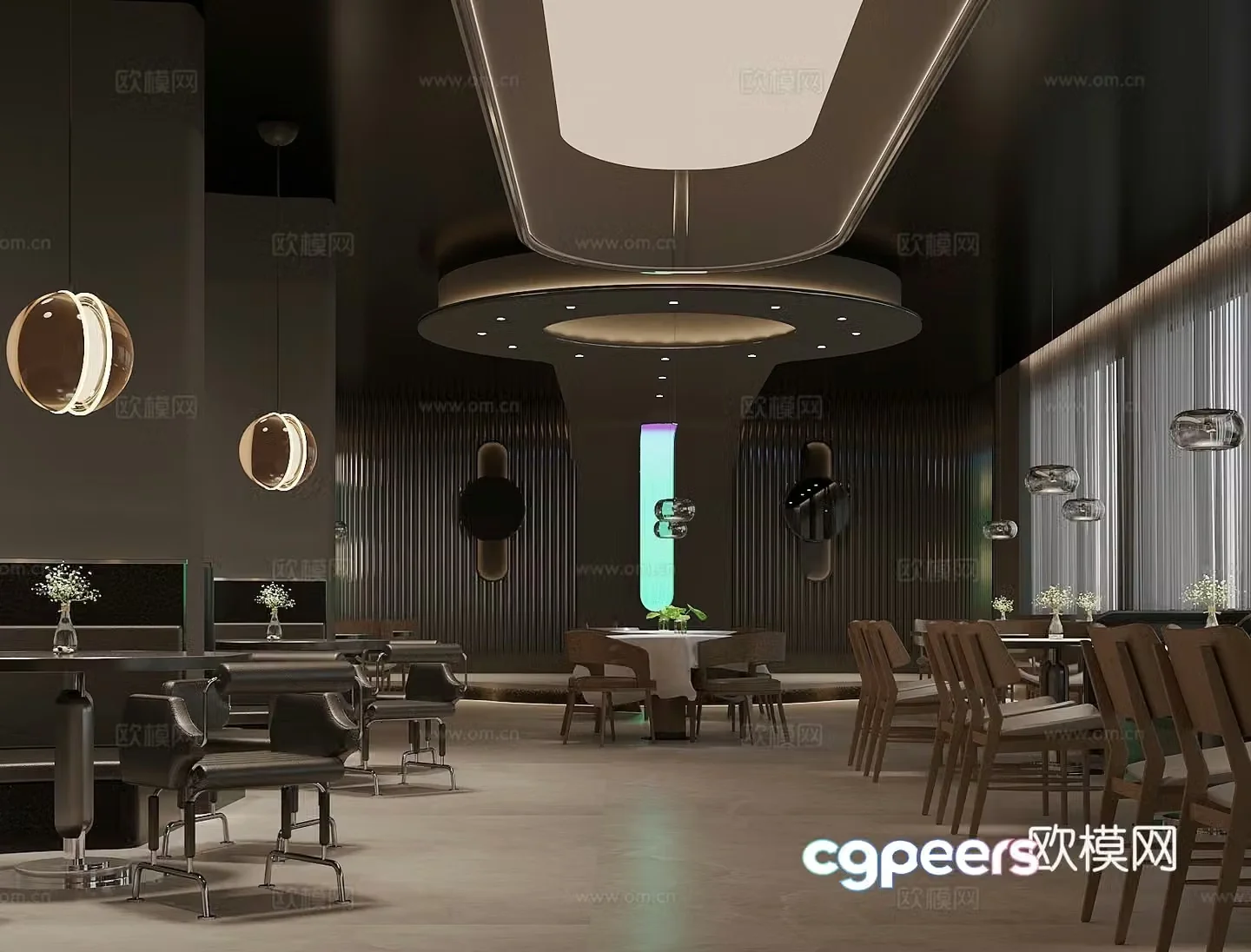 Modern Western Restaurant Dining Lobby Box Area 3D Model