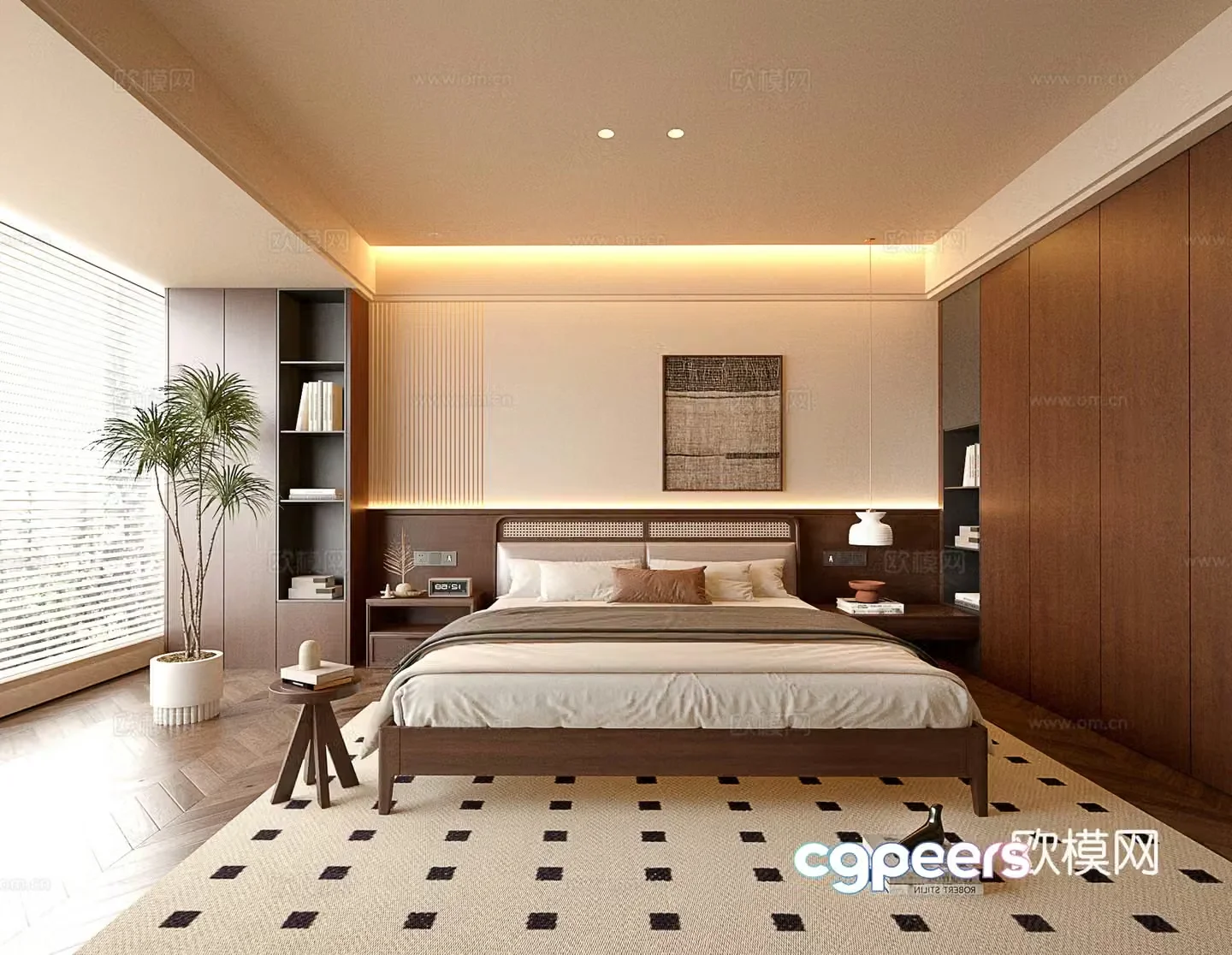 Middle style master bedroom bedroom 3d model 3d model