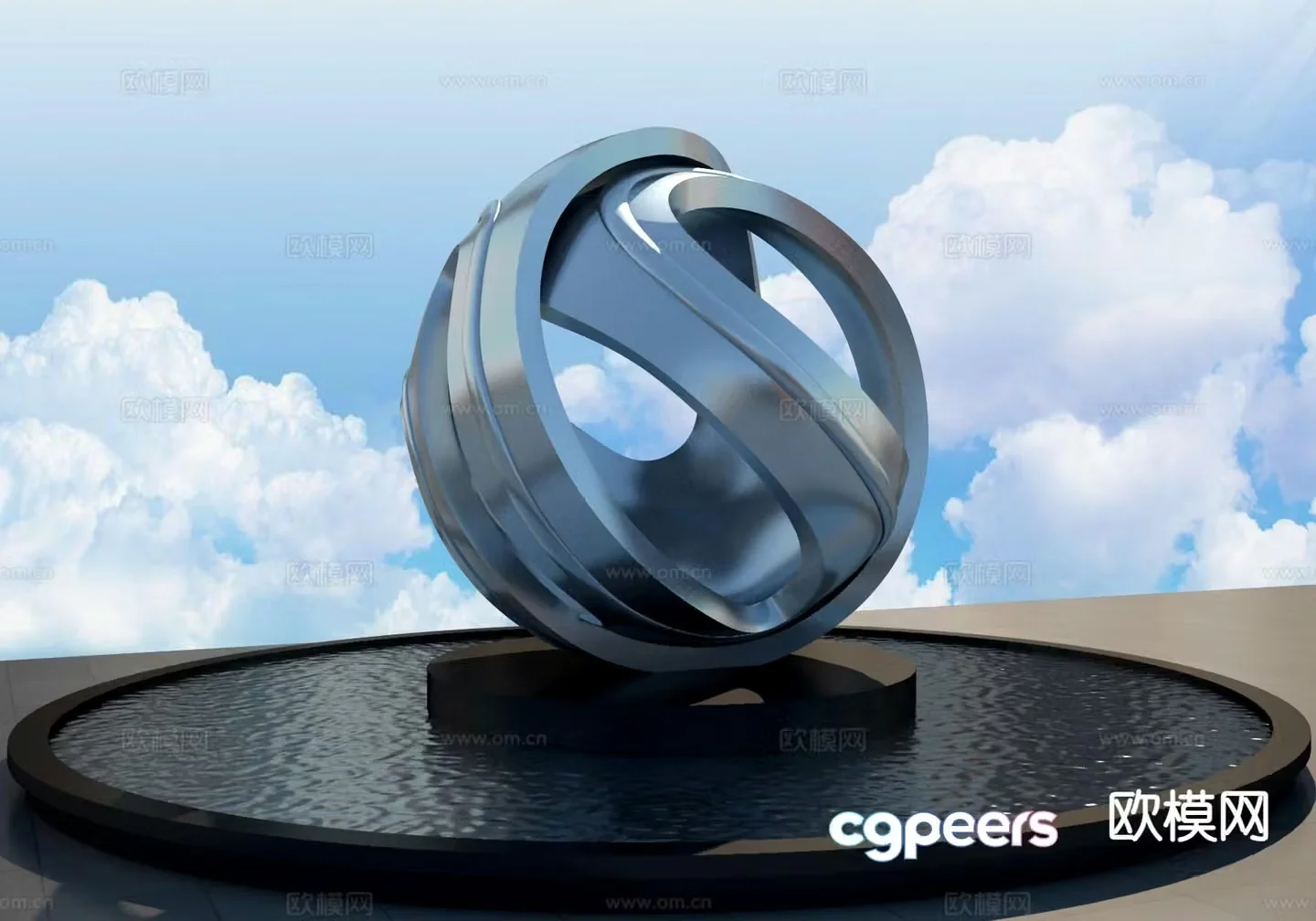 Tai Chi Feng Shui Ball Sculpture 3D Model