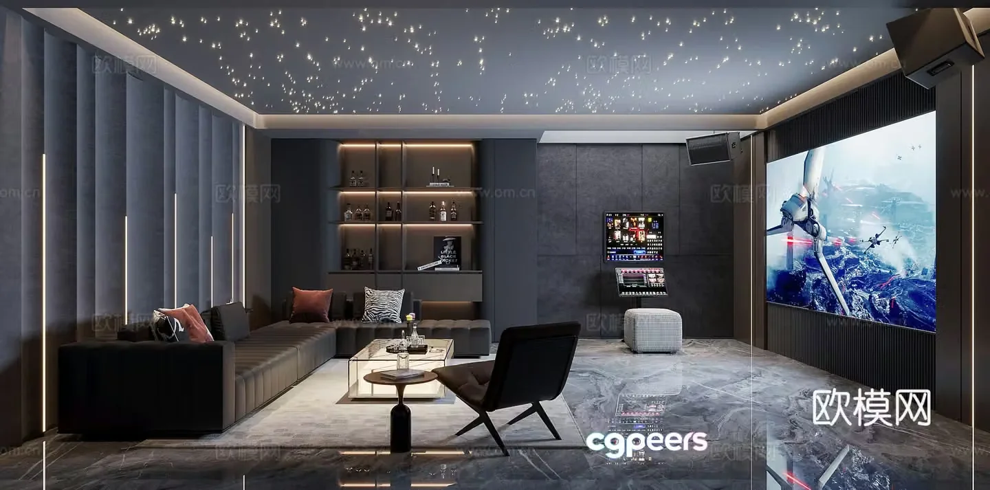 Modern audio studio 3d model