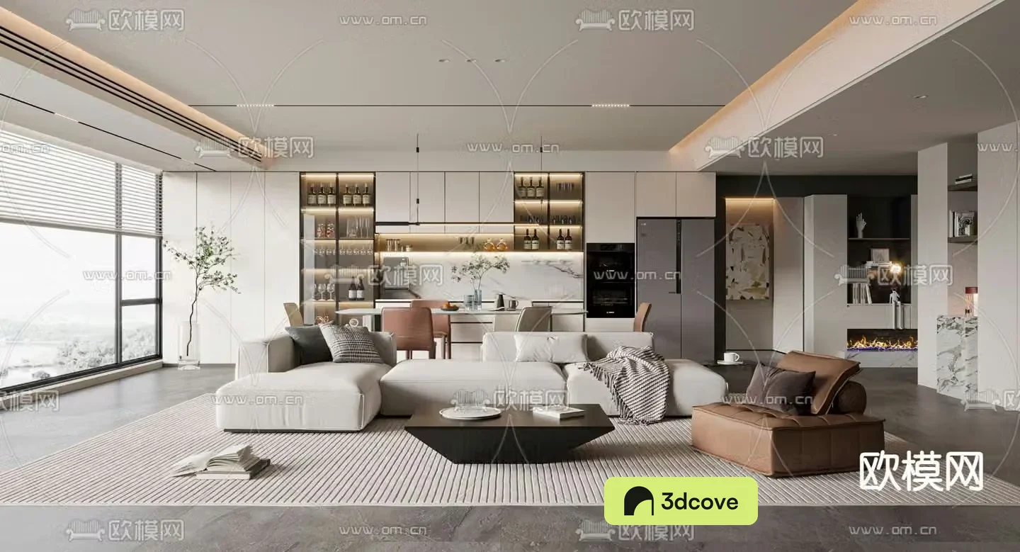 Modern living and dining room