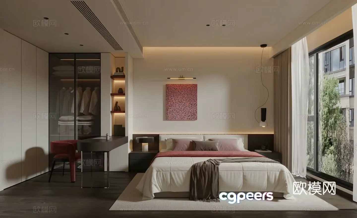 Modern Italian style home bedroom without owner light bedroom daughter room 3d model